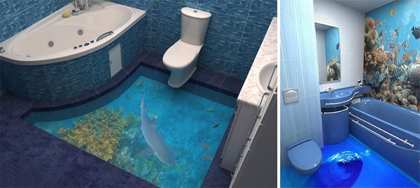 Biến phòng tắm thành đại dương với tranh nghệ thuật 3D đầy ấn tượng